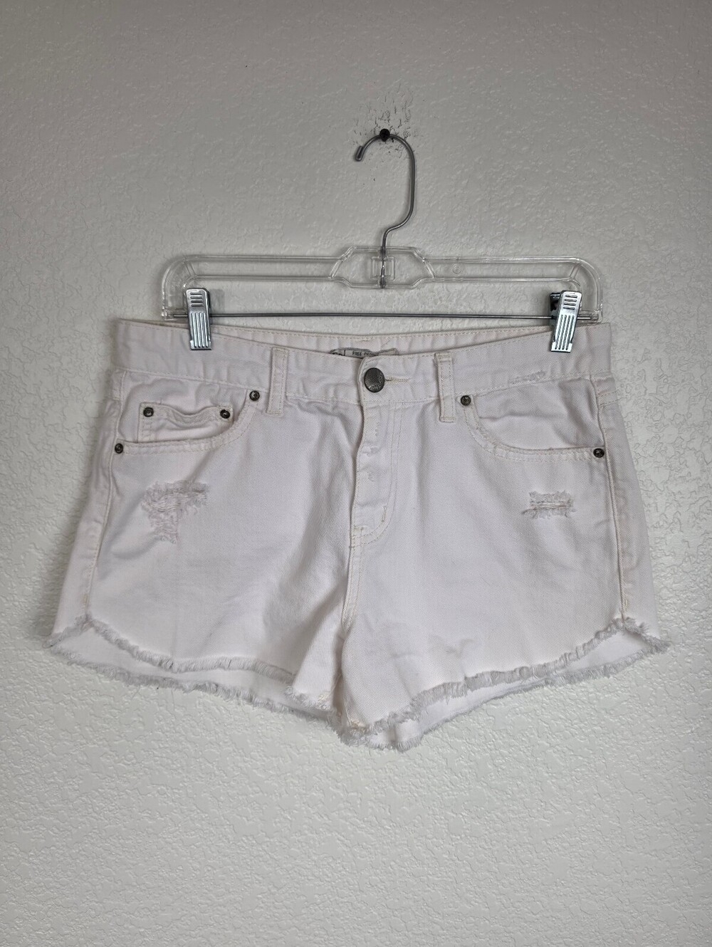 Free People White Denim Shorts Size 29 Distressed